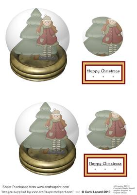 Santas Little Helper in a Snow Globe - Make 2 Cards