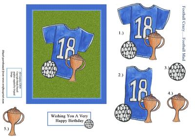 Football Mad Blue Football Shirt Decoupage on Grass Backgrou
