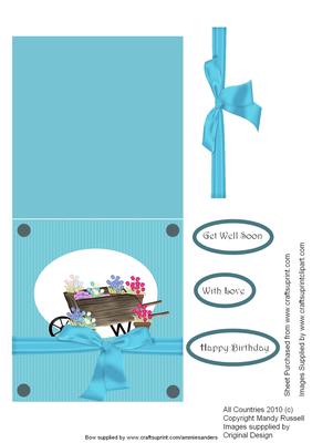 My Wheel Barrow Card Front with Bow Wrap