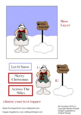 Snowman Card Front with Decoupage Toppers