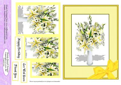 Yellow Lilies Card Front Pyramid Design Sheet