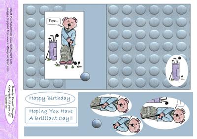 Golfing Fold Back Card Design Sheet with Pyramid Elements