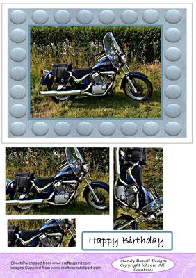Motorbike Card Front with Pyramid Toppers Design Sheet