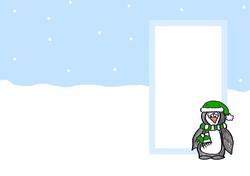Penguin Party A5 Card Insert Portrait (green Hat)
