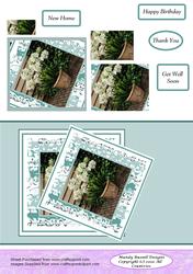 White Agapanthus Fun Card Front with Pyramid Stackers Design