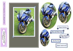 Happy Birthday Biker Boy Oval Pyramid / Stacker Design Sheet