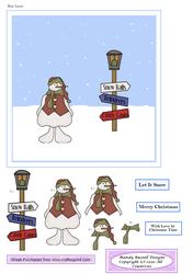 Simple Snowman Decoupage Design Sheet