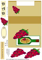 Bottle of Wine and Grapes - Double Fold Back