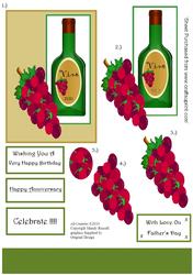 Step by Step Decoupage Bottle of Wine and Grapes Design Sheet