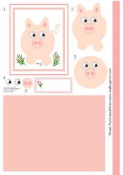 Cute Pig Step by Step Decoupage Design Sheet