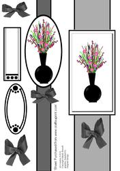 Oriental Style Vase of Flower Toppers Sheet