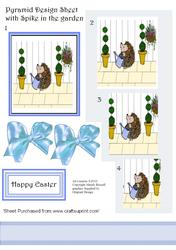 Happy Easter Cute Pyramid Design Sheet - Spike in the Garden