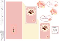 Happy 50th Birthday - Bowl of Peonies Design Sheet