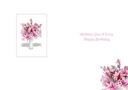 Pink Lilies Floral Vellum or Insert - Wishing You a Very Hap