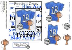 Football Crazy Football Mad Decoupage Design Sheet in Blue