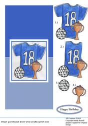 Blue Football Shirt Over the Edge Card with Decoupage