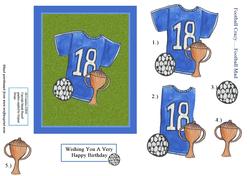 Football Mad Blue Football Shirt Decoupage on Grass Backgrou