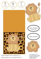 Happy Birthday Lion Age Card with Decoupage Elements