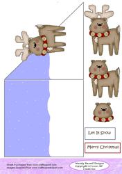 Cute Reindeer Corner Decoupage Card Design Sheet