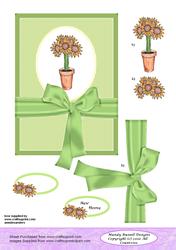 Cute Sunflower Card Front with Decoupage Elements