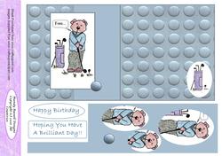 Golfing Fold Back Card Design Sheet with Pyramid Elements
