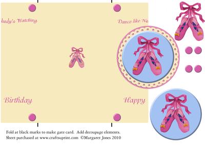Ballet Shoes Gate Fold Card with Decoupage