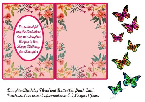 Dear Daughter Birthday Floral & Butterflies