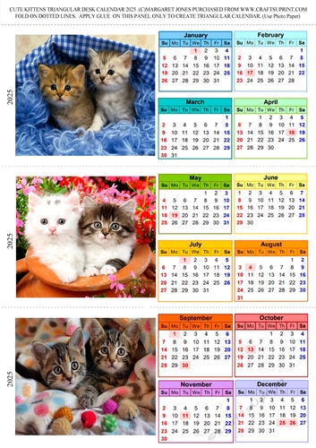 Cute Kittens 2025 Triangle Desk Calendar