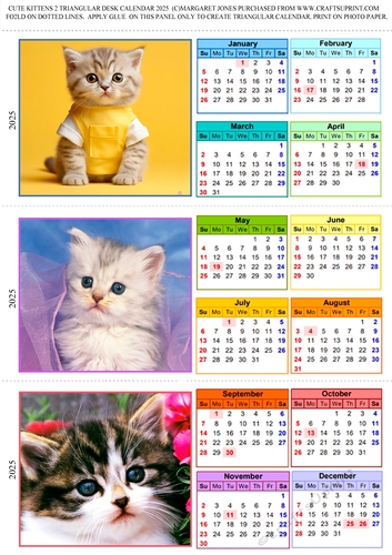 Cute Kitten 2 Triangular Desk Calendar 2025