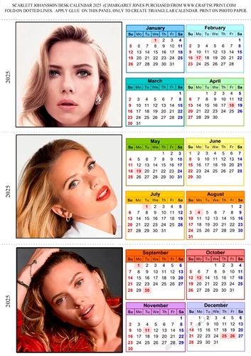 Scarlett Johansson Triangular Desk Calendar 2025