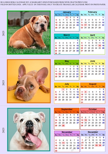 Bulldogs Triangular Desk Calendar 2025