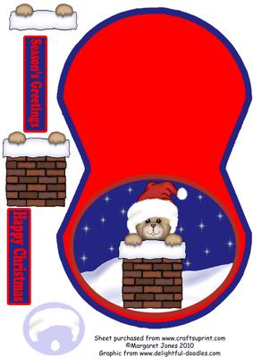 Bear in Chimney Wobble Card with Decoupage