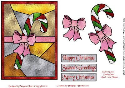 Stained Glass Candy Cane Card