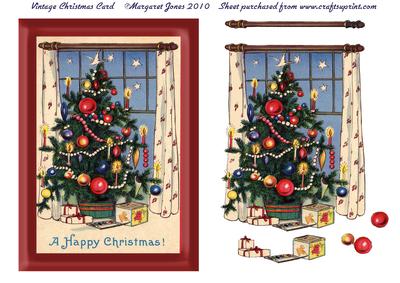 Christmas Room with Tree Quick Card with Decoupage
