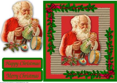 Vintage Santa Quick Card Front with Decoupage