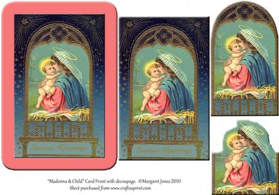 Madonna & Child Card Front with Decoupage