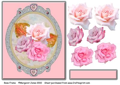 Pink Roses in Oval Frame