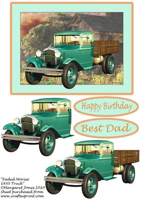 Faded Memories 1930 Truck Quick Card with Decoupage