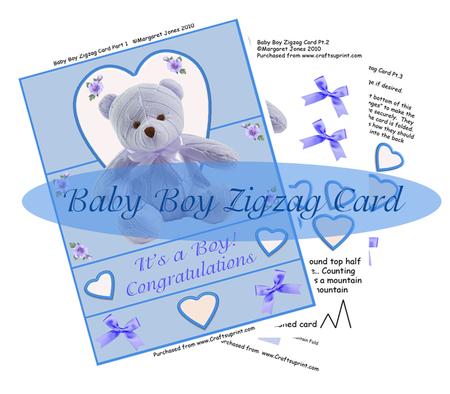 Baby Boy Zigzag Card Kit with Decoupage