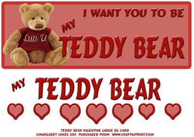 Teddy Bear Valentine Large Dl Quick Card