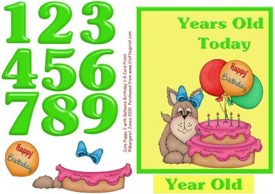Cute Puppy 2 Birthday 1-9 Yrs Quick Card with Decoupage