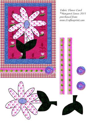 Fabric Flower Quick Card with Decoupage