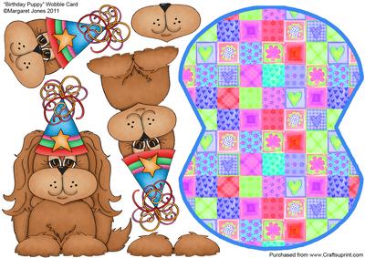 Birthday Puppy Wobble Card with Decoupage