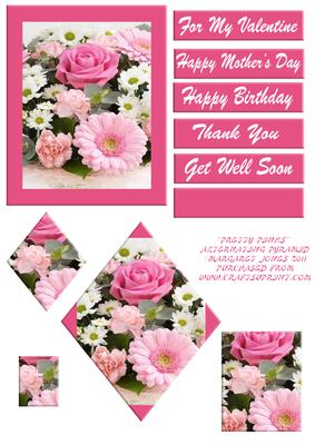Pretty Pinks Floral Alternating Pyramid Card Many Occasion