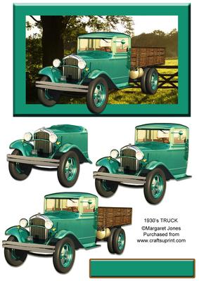 1930's Truck Quick Card with Decoupage