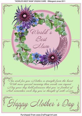 World's Best Mum Zigzag Card