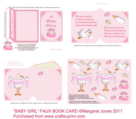 New Baby Girl Story Faux Book Card Kit - New Concept!