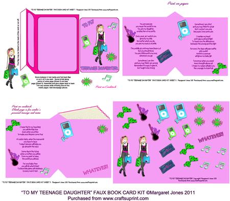 To My Teenage Daughter Faux Book Card Kit