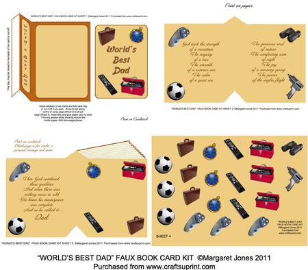Worlds Best Dad Faux Book Card Kit -fathers Day Keepsake