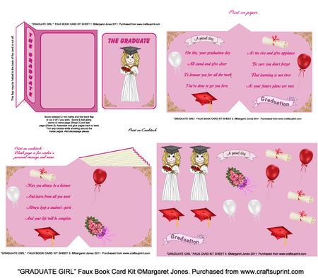 Graduate Girl Faux Book Card Kit - Congratulations